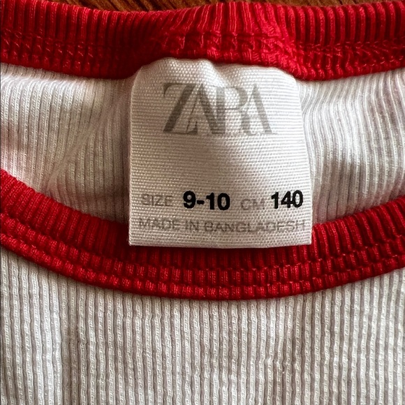 Zara Classic White Tee with Red Accents and Strawberry Design - Picture 2 of 2